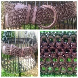 The Limited Brown Woven & Faux Leather Belt ~46”